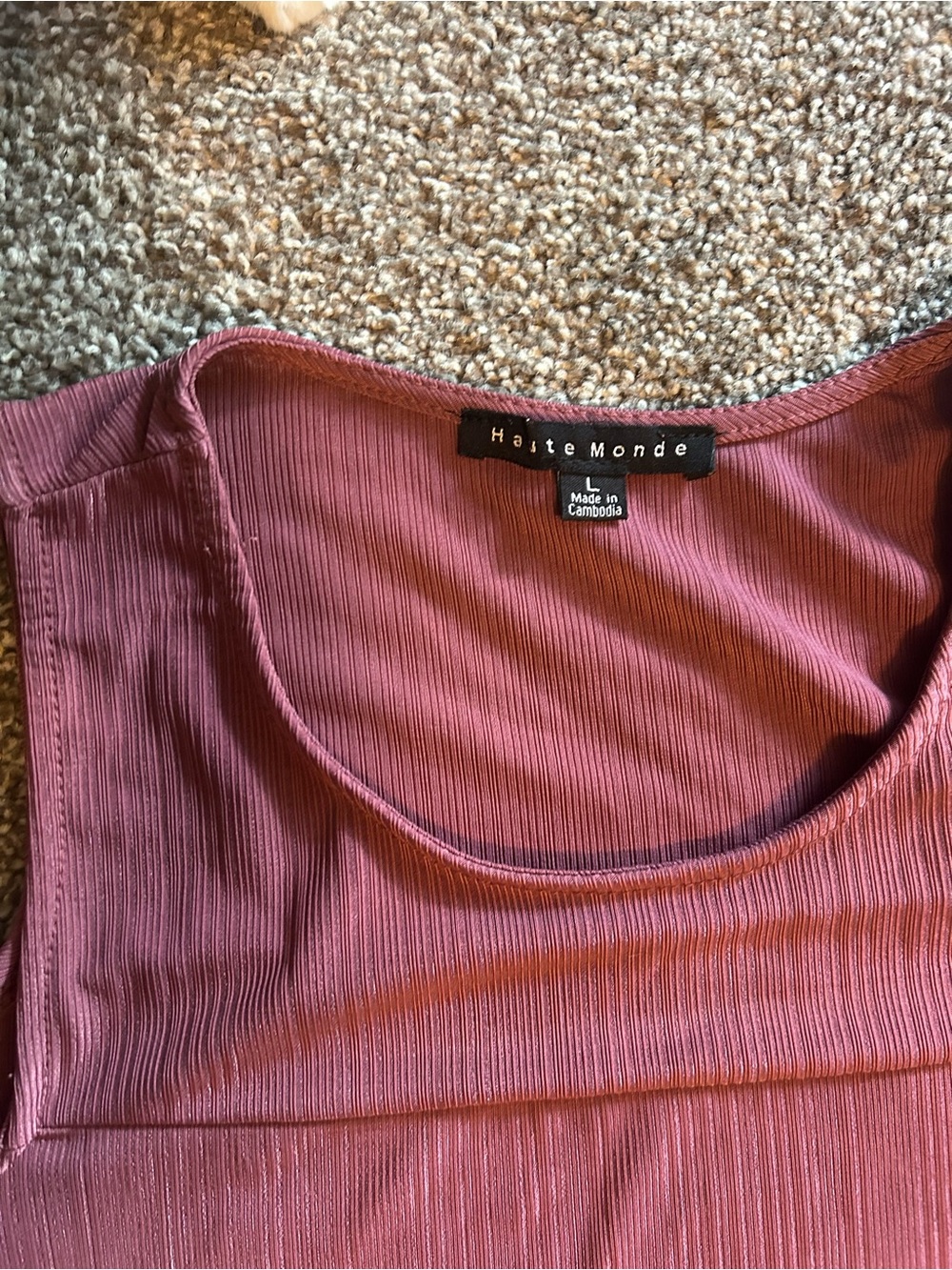 Dusty Rose Cold-Shoulder Ribbed Top - Picture 2 of 3